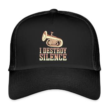Joueur de cor français Corniste de cuivres - Casquette trucker  - noir/noir - Devant