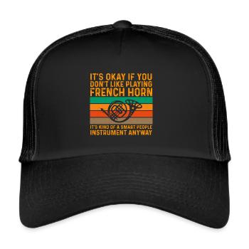 Joueur de cor français Corniste de cuivres - Casquette trucker  - noir/noir - Devant