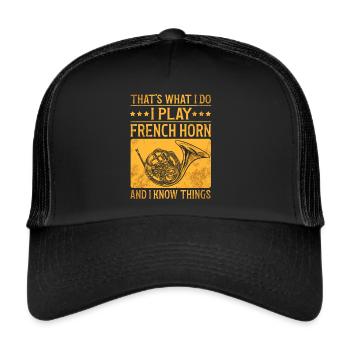 Joueur de cor français Corniste de cuivres - Casquette trucker  - noir/noir - Devant