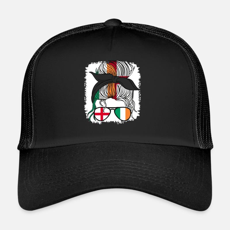 Moitié anglaise moitié irlandaise fille Irlande Angleterre drapeau Casquette trucker 