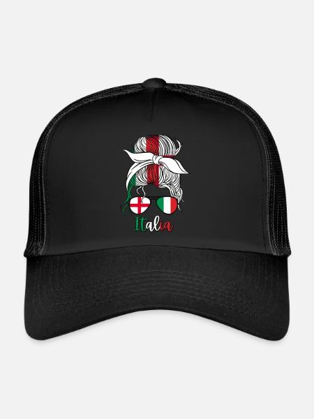 Italia, Ragazza italiana Italian Girl Italie - Casquette trucker  - noir/noir - Devant