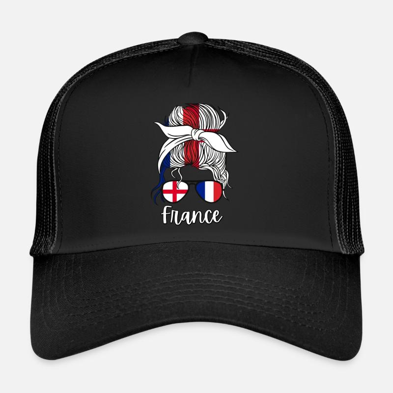 France Moitié Anglais Moitié Français Fille Angleterre Drapeau Casquette trucker 