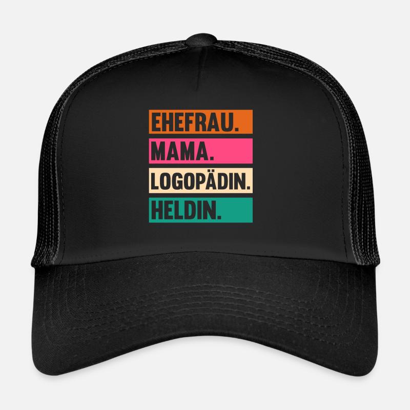Mama Mutter Logopädie Logopädin - Trucker Cap - Schwarz/Schwarz