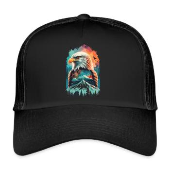 Eagle and mountain landscape in harmony - Trucker Cap - black/black - Front