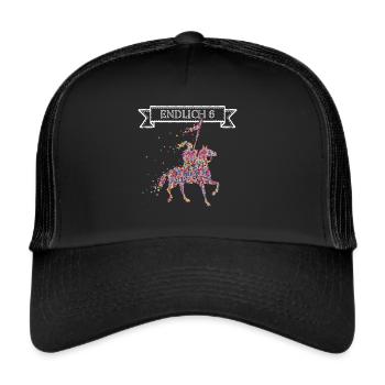 Endlich 6 sechs Ritter Ritterrüstung Mittelalter - Trucker Cap - Schwarz/Schwarz - Vorne