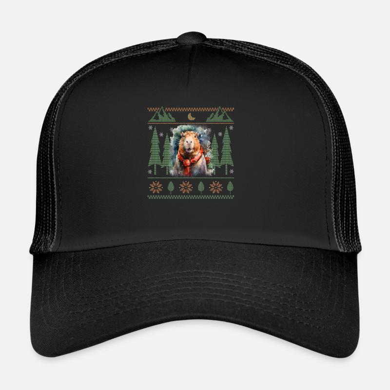 Christmas Capybara Winter Capybara Snow Trucker Cap