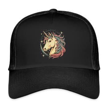 Licorne dans le ciel étoilé : conception de bande dessinée - Casquette trucker  - noir/noir - Devant