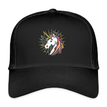Pop Art Magic: Unicorn in the Night Sky - Trucker Cap - black/black - Front
