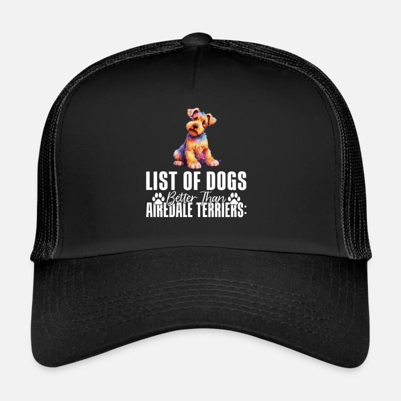 Airedale Terrier Gifts - Trucker Cap - Schwarz/Schwarz