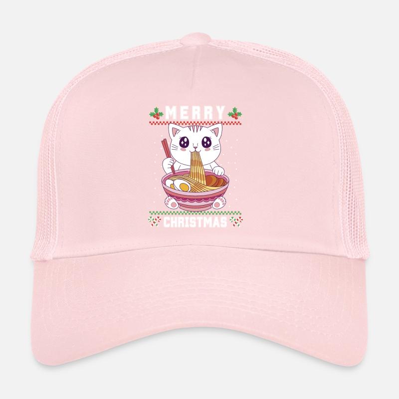 Chat d’anime kawaii mignon avec Ramen Noël laid Casquette trucker 