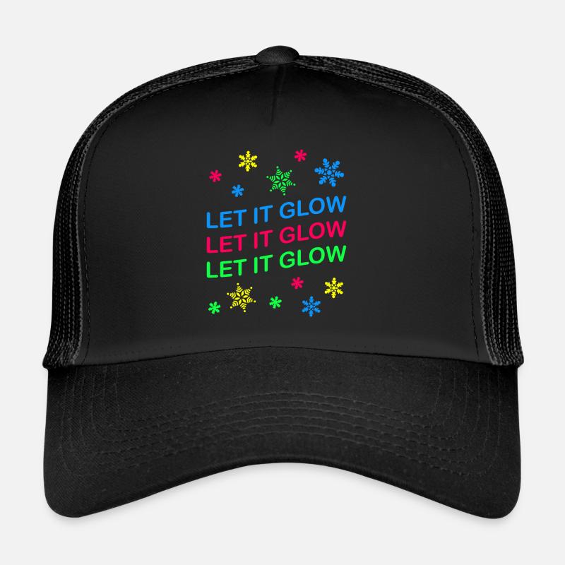 Let it Glow Colorful Snowflakes Festive Trucker Cap