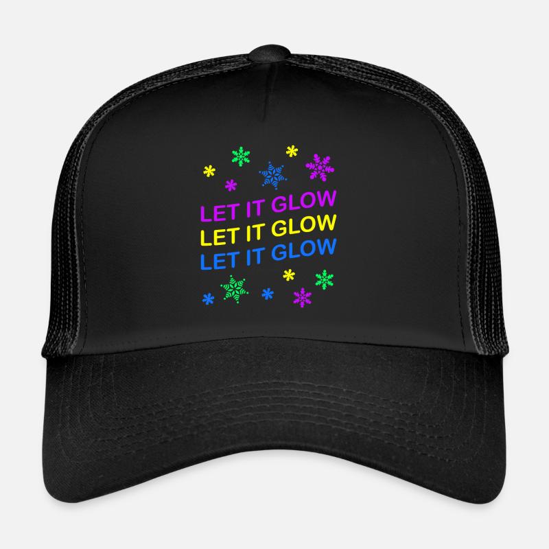 Let it Glow Colorful Snowflakes Festive Trucker Cap