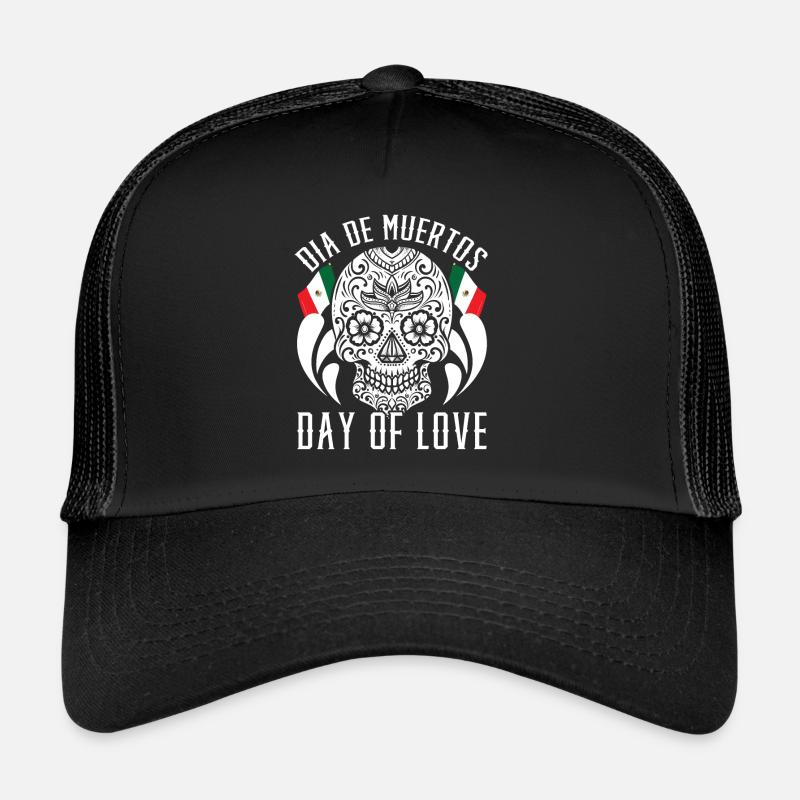 Dia De Muertos Jour de l’amour Casquette trucker 