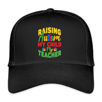 Soutien à la sensibilisation à l’autisme - Casquette trucker  - noir/noir - Devant