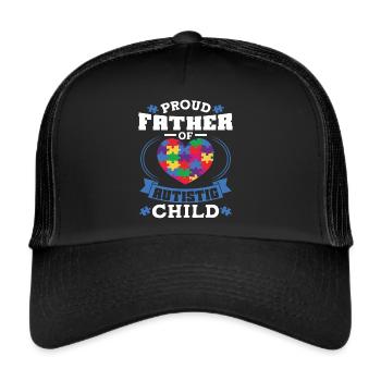 Soutien à la sensibilisation à l’autisme - Casquette trucker  - noir/noir - Devant