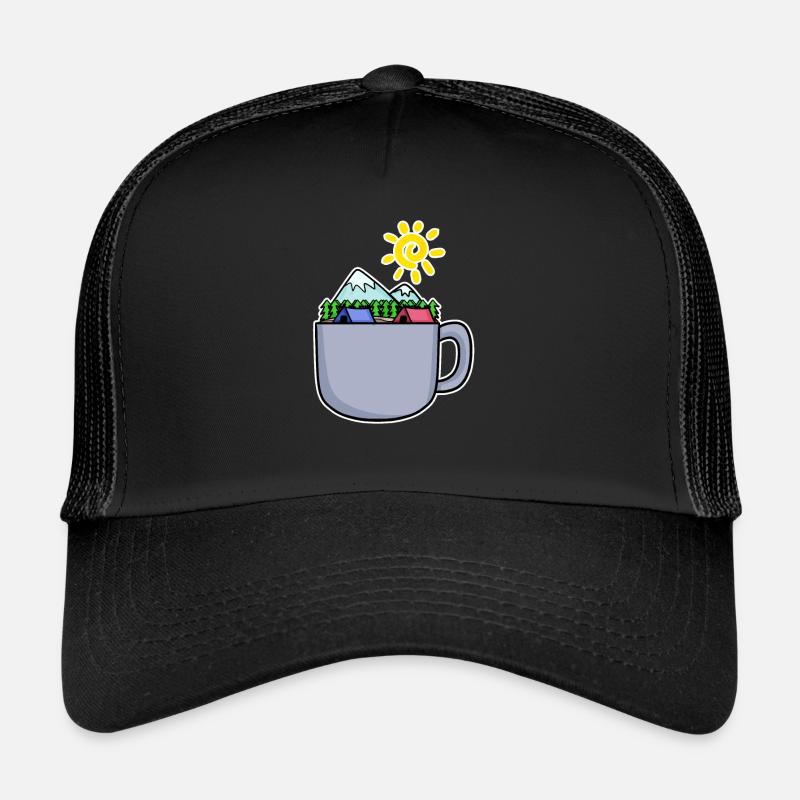 Berg Berge Gipfel Kaffee - Trucker Cap - Schwarz/Schwarz