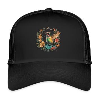 Colibri mignon en fleurs - Casquette trucker  - noir/noir - Devant