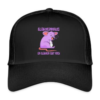 Glühweinmaus Glühwein Weihnachtsmarkt - Trucker Cap - Schwarz/Schwarz - Vorne