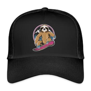 Snowboard Sensation: The Cool Sloth - Trucker Cap - black/black - Front