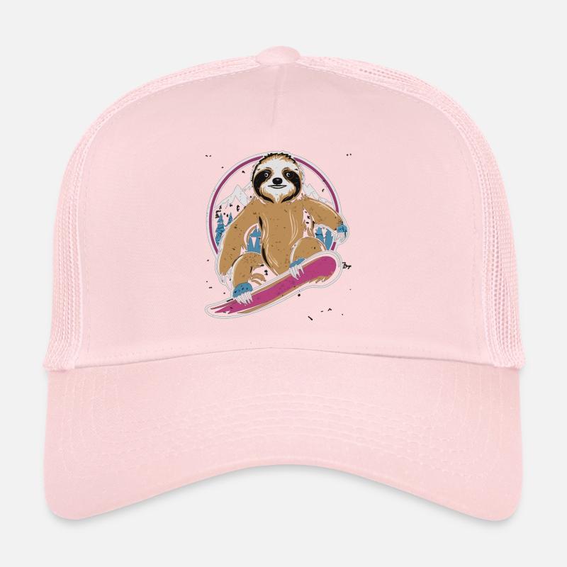 Snowboard Sensation: The Cool Sloth Trucker Cap