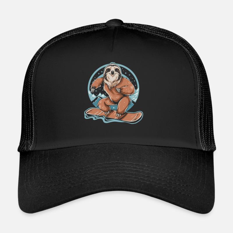 Snowboard-Spaß mit dem Faultier Trucker Cap