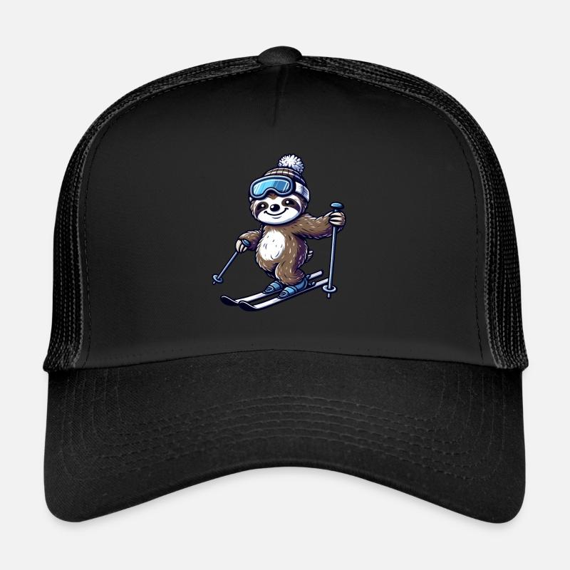 Relaxed Sloth Skier – Winter Fun Trucker Cap