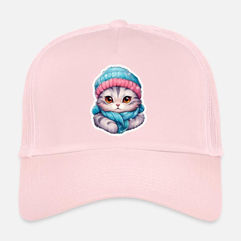 Chat avec chapeau et écharpe Casquette trucker 