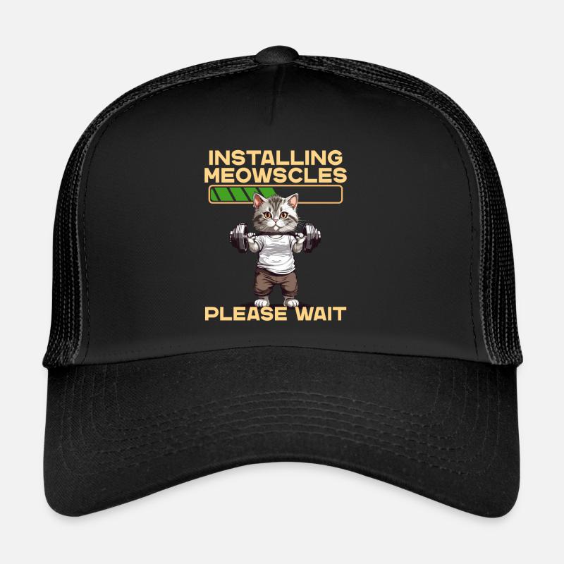 Meowscles Lustiges Katzen Bodybuilder Workout Trucker Cap