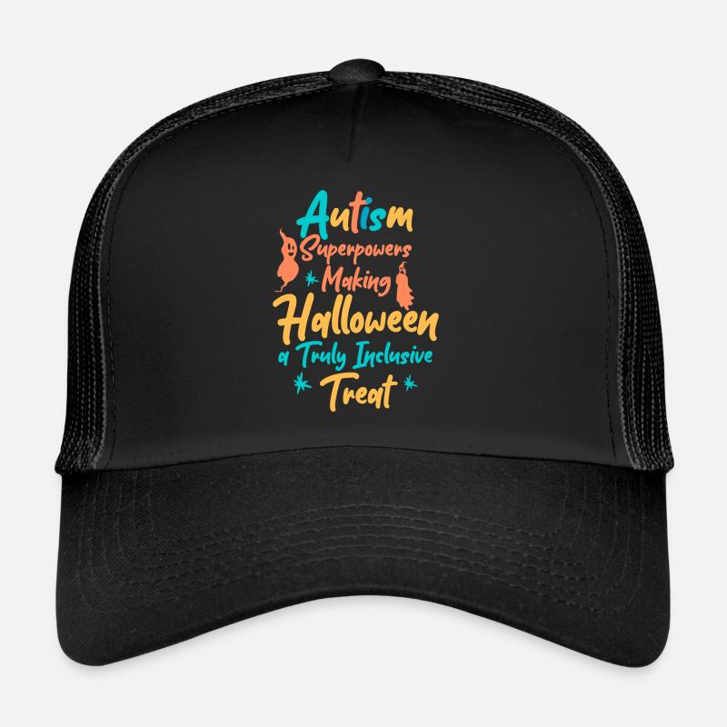 Autismus Superkräfte Halloween-Schmetterling - Trucker Cap - Schwarz/Schwarz