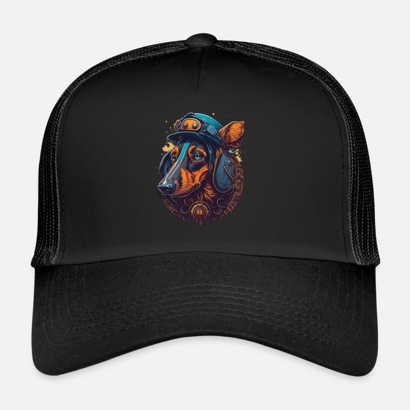 Conception de chien teckel steampunk pour les amoureux des chiens Casquette trucker 