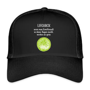 Limette Limetten tropische Früchte Sommerfrucht - Trucker Cap - Schwarz/Schwarz - Vorne