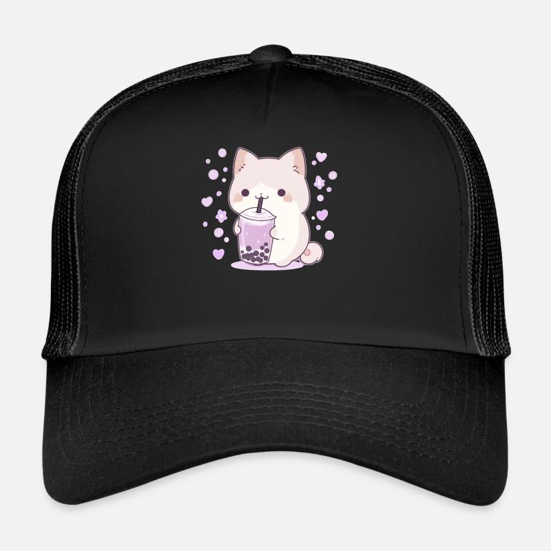Kawaii Katze trinkt Boba Bubble Tea Chibi Trucker Cap