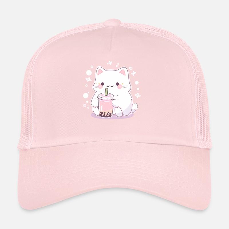 Kawaii Katze trinkt Boba Bubble Tea Chibi Trucker Cap