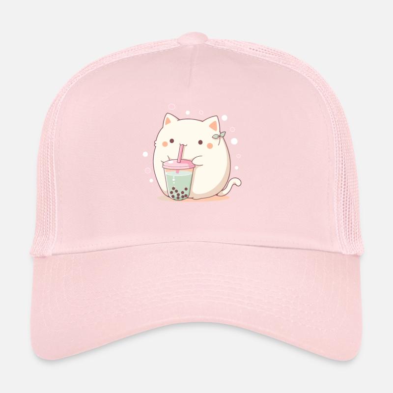 Kawaii Katze trinkt Boba Bubble Tea Chibi Trucker Cap