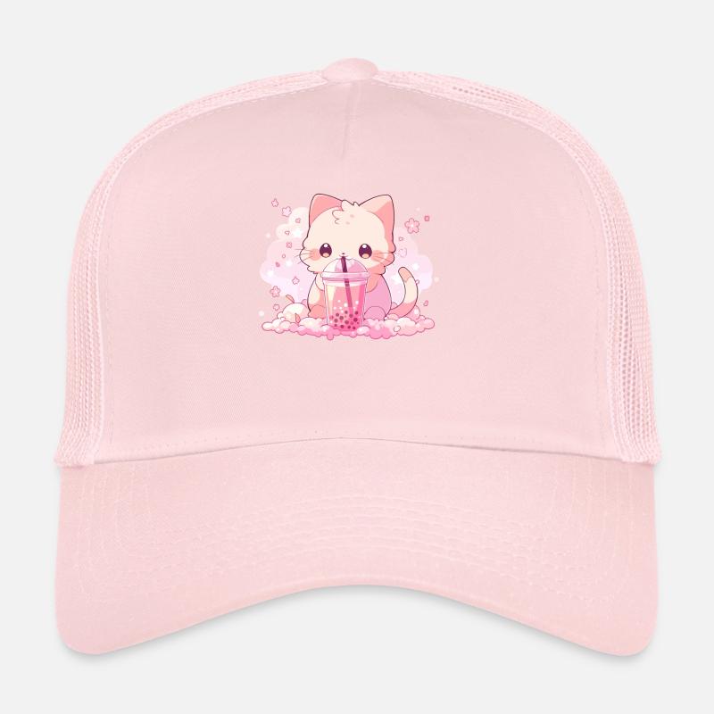 Kawaii Katze trinkt Boba Bubble Tea Chibi Trucker Cap