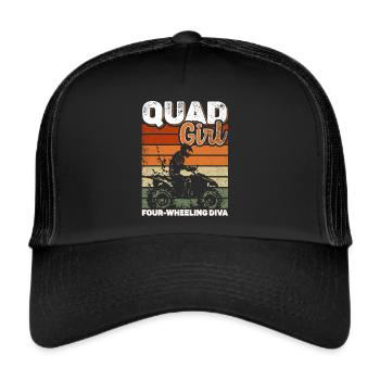 ATV Quad Bike Girl Allradfahrzeuge - Trucker Cap - Schwarz/Schwarz - Vorne