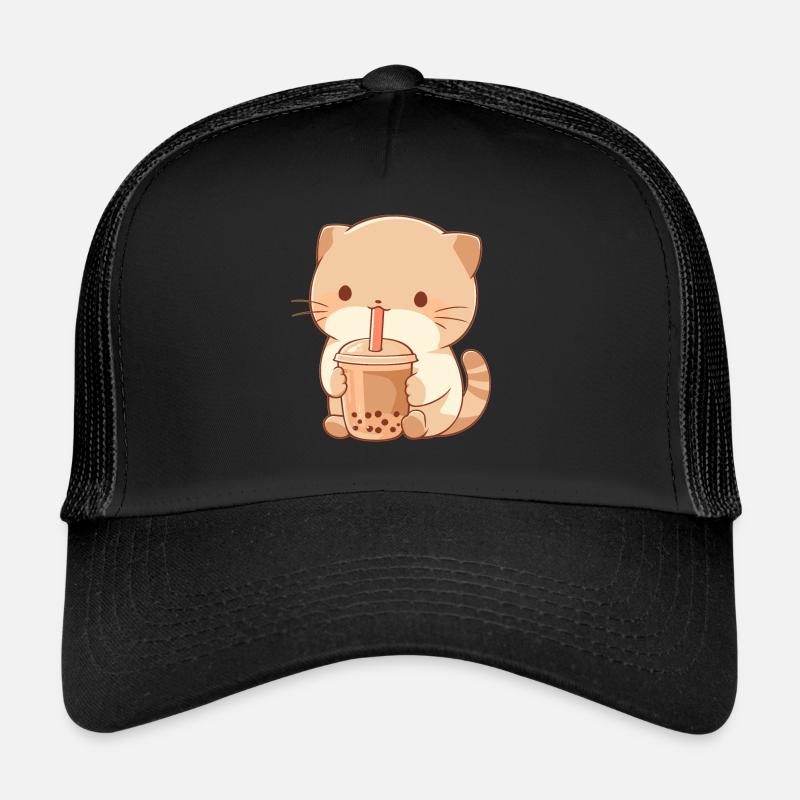 Kawaii Katze trinkt Boba Bubble Tea Chibi Trucker Cap