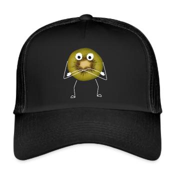 Kiwi Kiwifrucht Obst Früchte Obstsalat Vitamine - Trucker Cap - Schwarz/Schwarz - Vorne