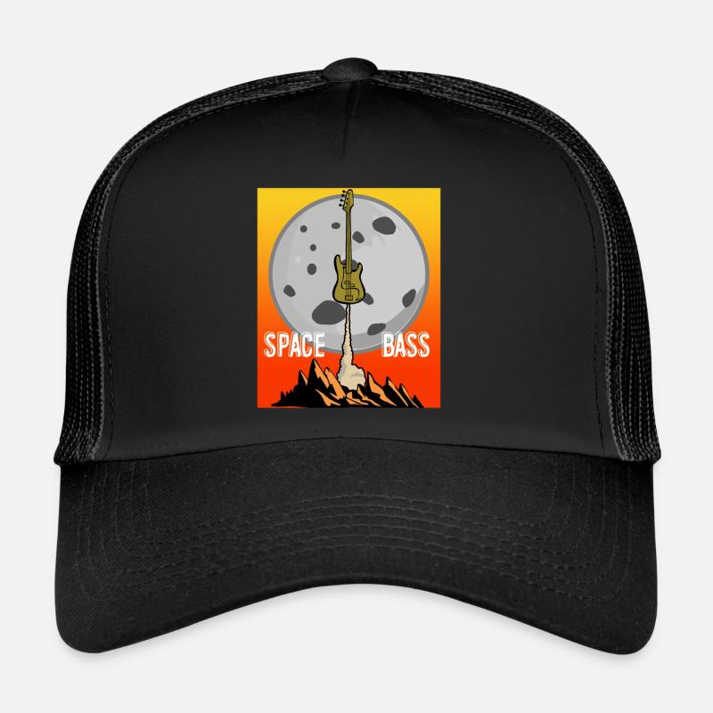 Space Bass Guitar with Moon Trucker Cap