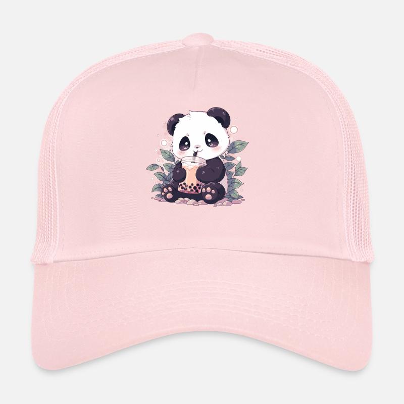 Kawaii Panda boit Boba Bubble Tea Chibi Casquette trucker 