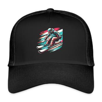 Winter Thrill: Skiers in the Snow - Trucker Cap - black/black - Front