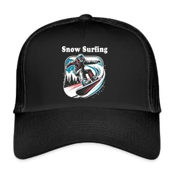 Hiver extrême : les snowboarders dans une rafale de neige - Casquette trucker  - noir/noir - Devant