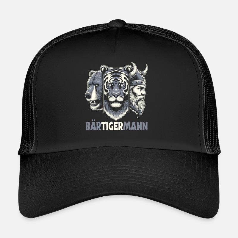 Bärtigermann Bär Tiger Mann Geschenk Bart - Trucker Cap - Schwarz/Schwarz