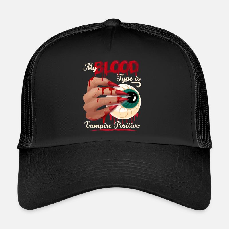 Vampir Blut, Blutsauger lustiger Spruch - Trucker Cap - Schwarz/Schwarz