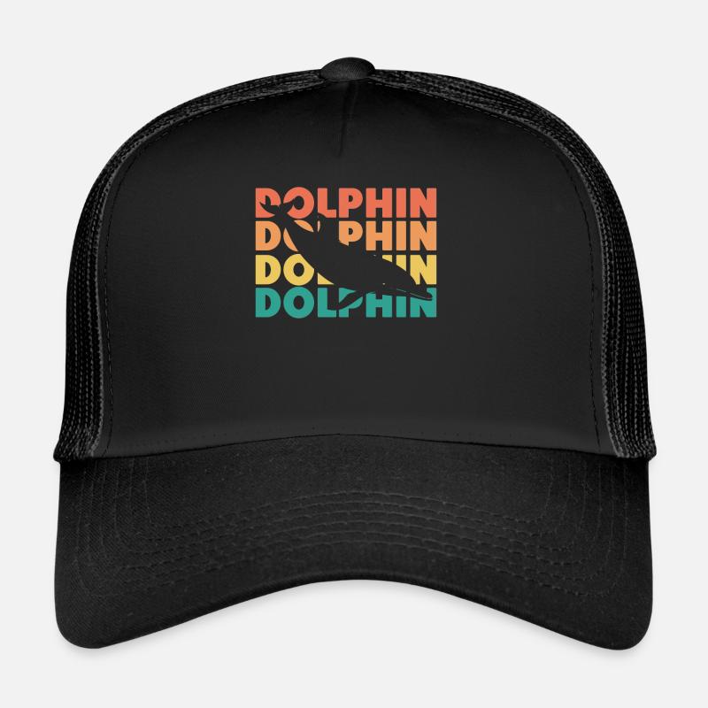 Dolphin Retro Vintage Dolphin - Trucker Cap - Schwarz/Schwarz