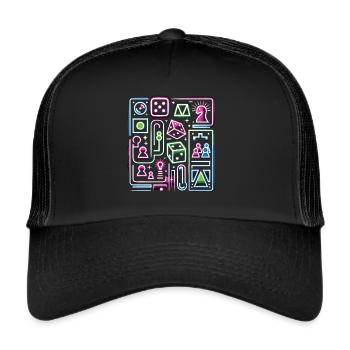 Futuristische Brettspiele Brettspiel Shirt - Trucker Cap - Schwarz/Schwarz - Vorne