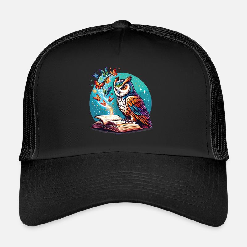 Büchertraum mit Eule und Schmetterlingen Trucker Cap