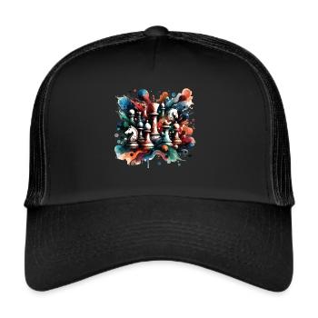 Picturesque Chess Pieces Shirt Chess Gift - Trucker Cap - black/black - Front