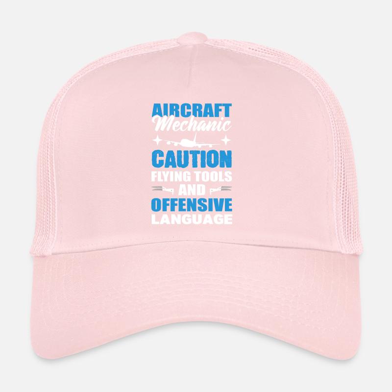 Aircraft Mechanic Caution Flying Tools And Trucker Cap