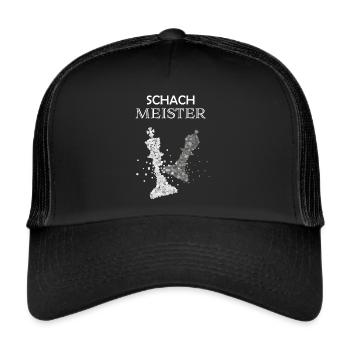 Schachmeister Schachspieler Schach Schachtunier - Trucker Cap - Schwarz/Schwarz - Vorne